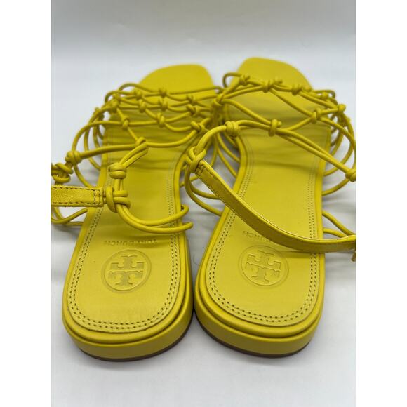 Tory Burch Barley There Knotted Flat Calendula Leather Sandals Size 10.5 NEW - Picture 8 of 16